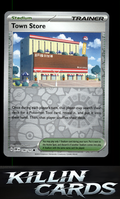 Reverse Holofoil Town Store 196/197 Pokemon Common SV03: Obsidian Flames Card NM