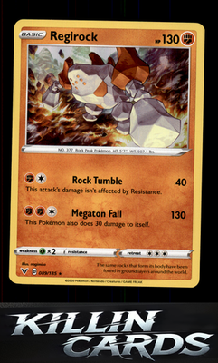 Regirock 089/185 Pokemon Holo Rare SWSH04: Vivid Voltage Card NM