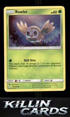 Rowlet - 18/236 18/236 Pokemon Common SM - Cosmic Eclipse Card NM
