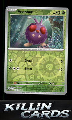 Reverse Holofoil Venonat 048/165 Pokemon Common SV: Scarlet & Violet 151 Card NM