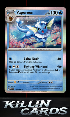 Vaporeon 134/165 Pokemon Rare SV: Scarlet & Violet 151 Card NM