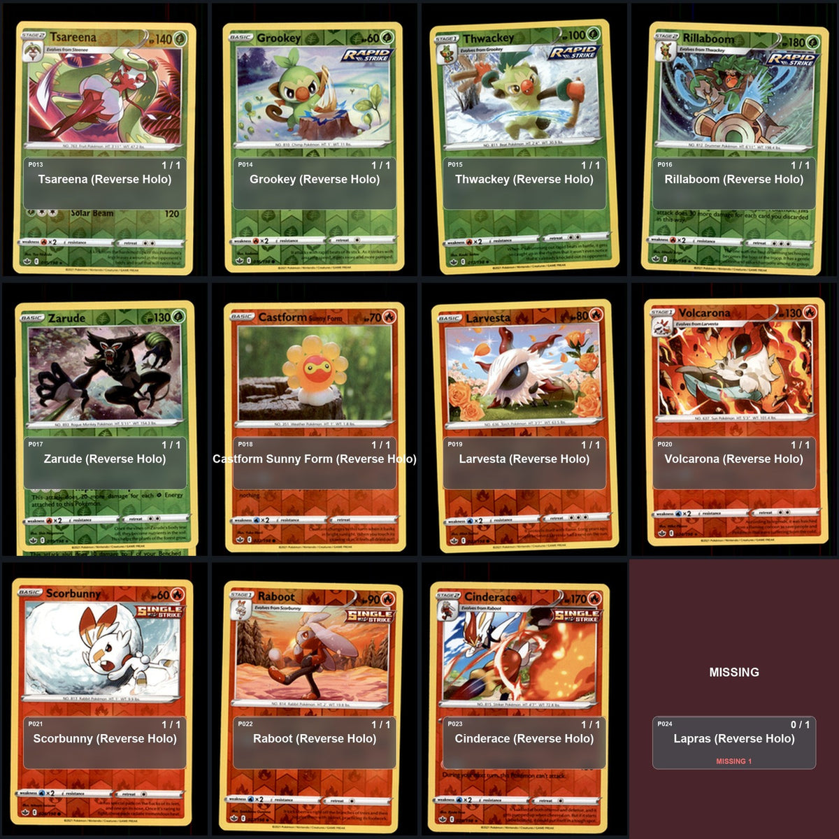 Pokemon TCG SWSH06: Chilling Reign Reverse Holo Master Set 102 Reverse Holo Card
