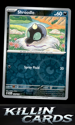 Reverse Holofoil Shroodle 120/191 Pokemon Common SV08: Surging Sparks Card NM