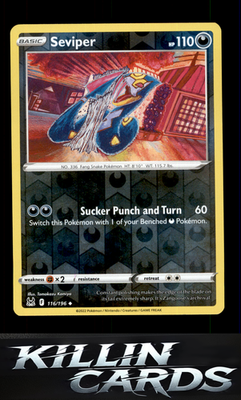 Reverse Holofoil Seviper 116/196 Pokemon Uncommon SWSH11: Lost Origin Card NM