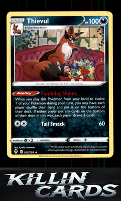 Thievul 105/203 Pokemon Rare SWSH07: Evolving Skies Card NM