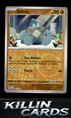 Reverse Holofoil Golett 087/162 Pokemon Common SV05: Temporal Forces Card NM