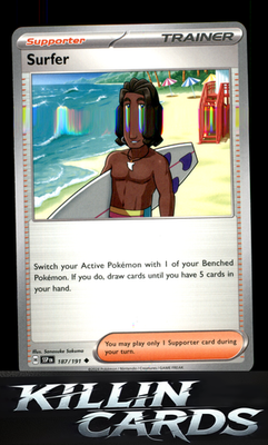 Surfer - 187/191 187/191 Pokemon Uncommon SV08: Surging Sparks Card NM