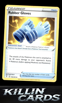 Rubber Gloves 156/203 Pokemon Uncommon SWSH07: Evolving Skies Card NM