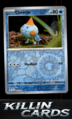 Reverse Holofoil Chewtle 043/142 Pokemon Common SV07: Stellar Crown Card NM