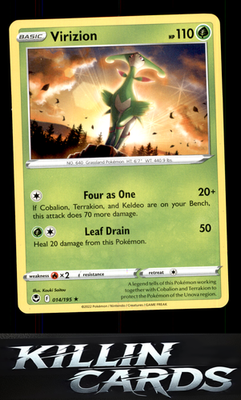 Virizion 014/195 Pokemon Rare SWSH12: Silver Tempest Card NM