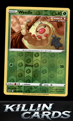 Reverse Holofoil Weedle 001/198 Pokemon Common SWSH06: Chilling Reign Card NM