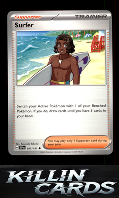 Surfer - 187/191 187/191 Pokemon Uncommon SV08: Surging Sparks Card NM