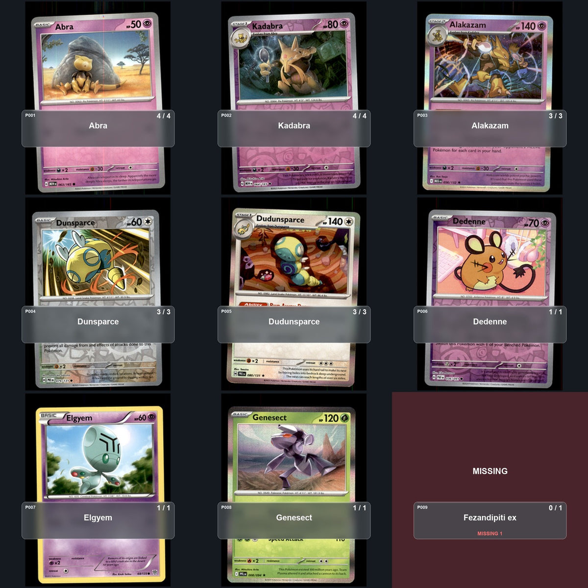 Partial Pokemon TCG NAIC 2026, New Orleans Alakazam Dudunsparce Decklist 47 Cards Deck