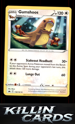 Gumshoos 118/159 Pokemon Rare SWSH: Crown Zenith Card NM