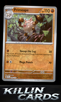 Reverse Holofoil Primeape 099/191 Pokemon Common SV08: Surging Sparks Card NM