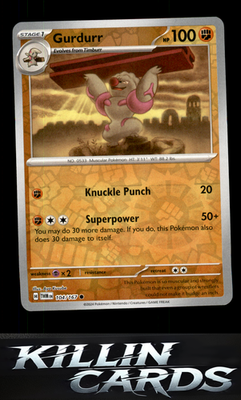 Reverse Holofoil Gurdurr 104/167 Pokemon Common SV06: Twilight Masquerade Card N