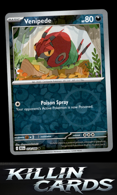 Reverse Holofoil Venipede 054/086 Pokemon Common SV: Black Bolt Card NM