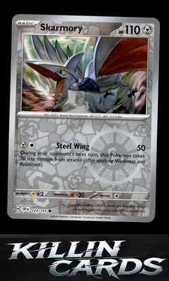 Reverse Holofoil Skarmory - 124/191 124/191 Pokemon Common SV08: Surging Sparks