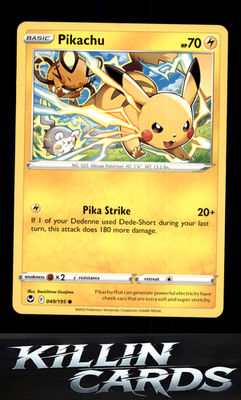 Pikachu 049/195 Pokemon Common SWSH12: Silver Tempest Card NM