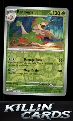 Reverse Holofoil Breloom 006/182 Pokemon Common SV10: Destined Rivals Card NM