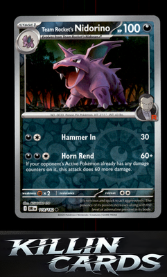 Reverse Holofoil Team Rocket's Nidorino 118/182 Pokemon Common SV10: Destined Ri