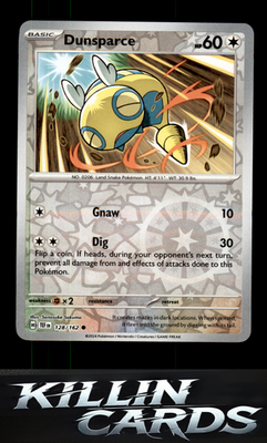 Reverse Holofoil Dunsparce 128/162 Pokemon Common SV05: Temporal Forces Card NM