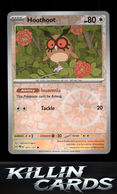 Reverse Holofoil Hoothoot 077/131 Pokemon Common SV: Prismatic Evolutions Card N