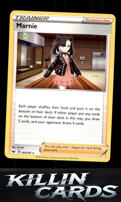 Marnie 169/202 Pokemon Holo Rare SWSH01: Sword & Shield Base Set Card LP