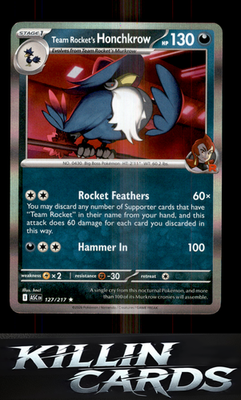 Team Rocket's Honchkrow 127/217 Pokemon Rare ME: Ascended Heroes Card NM
