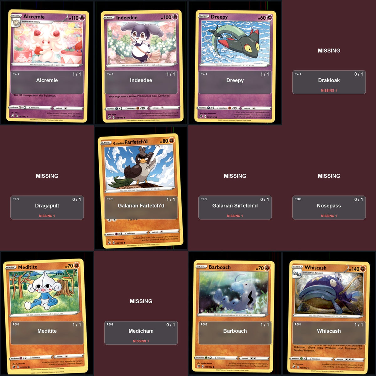 Pokemon TCG SWSH02: Rebel Clash C/UC/R Standard Set 123 Cards