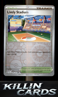 Reverse Holofoil Lively Stadium 180/191 Pokemon Uncommon SV08: Surging Sparks Ca