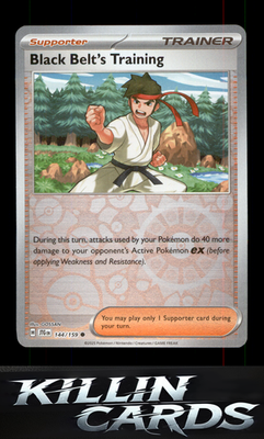 Reverse Holofoil Black Belt's Training - 144/159 144/159 Pokemon Common SV09: Jo