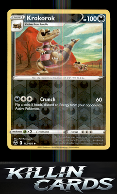Reverse Holofoil Krokorok 112/195 Pokemon Uncommon SWSH12: Silver Tempest Card N