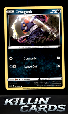 Croagunk 123/202 Pokemon Common SWSH01: Sword & Shield Base Set Card LP