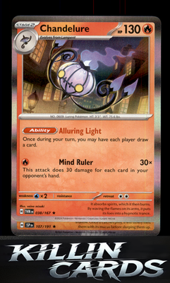 Chandelure 038/167 Pokemon Rare SV06: Twilight Masquerade Card NM