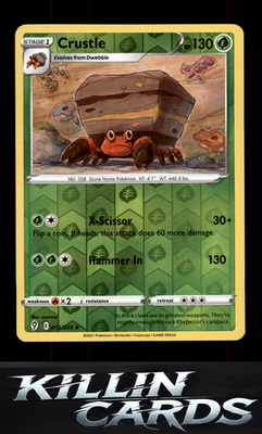 Reverse Holofoil Crustle 012/203 Pokemon Uncommon SWSH07: Evolving Skies Card NM