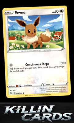 Eevee 205/264 Pokemon Common SWSH08: Fusion Strike Card NM