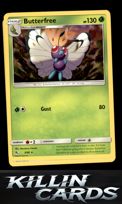 Butterfree 3/68 Pokemon Rare Hidden Fates Card LP