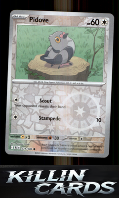 Reverse Holofoil Pidove 071/086 Pokemon Common SV: Black Bolt Card NM