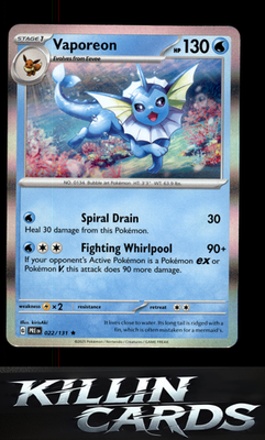 Vaporeon 022/131 Pokemon Rare SV: Prismatic Evolutions Card NM
