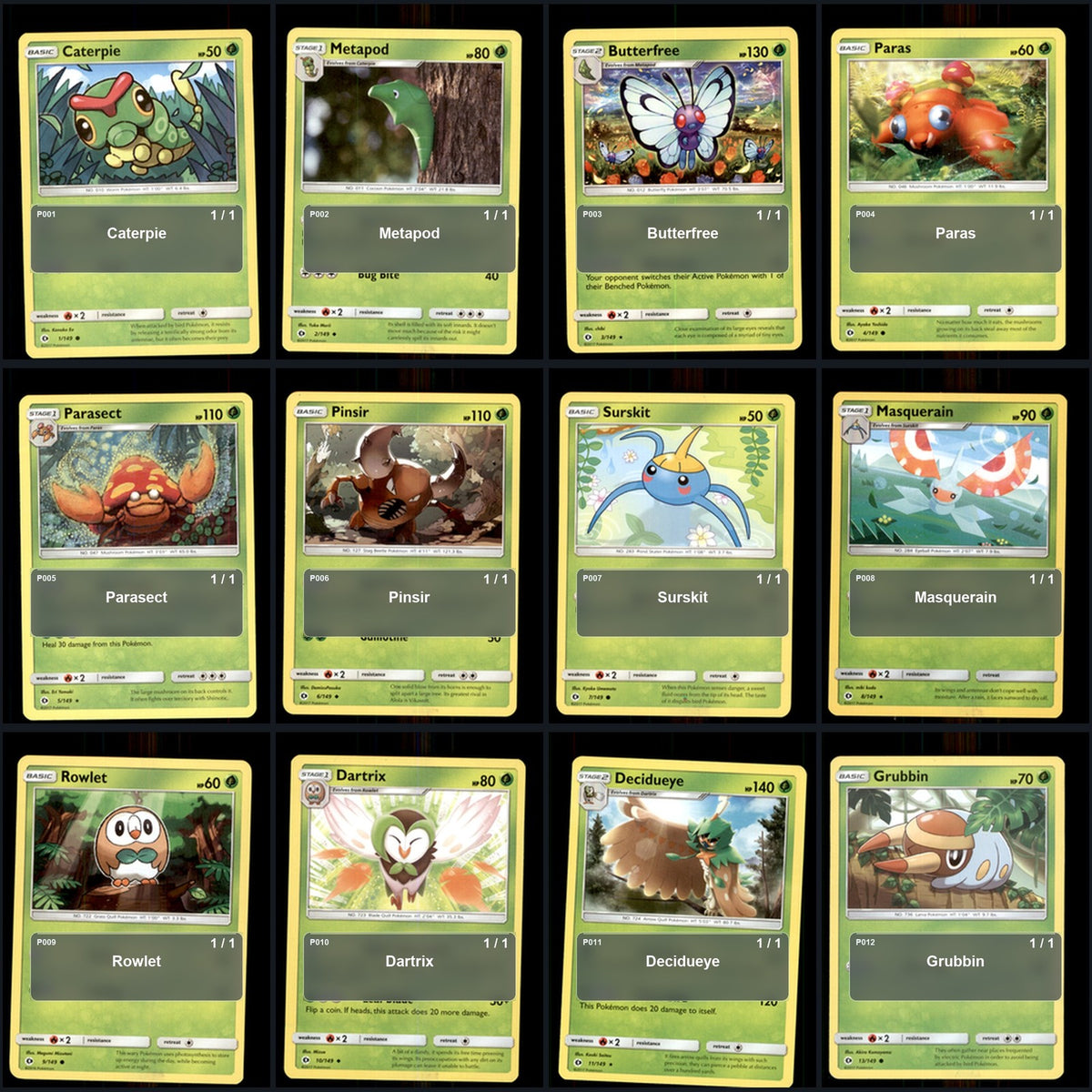 Pokemon TCG SM Base Set C/UC/R Standard Set 113 Cards