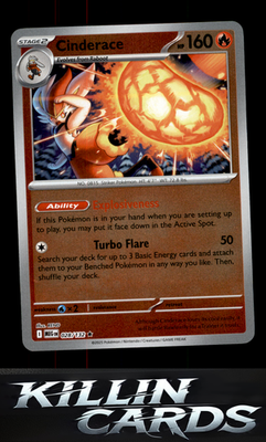 Reverse Holofoil Cinderace 028/132 Pokemon Rare ME01: Mega Evolution Card NM