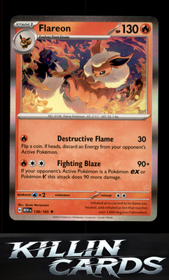 Flareon 136/165 Pokemon Rare SV: Scarlet & Violet 151 Card NM
