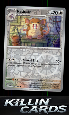Reverse Holofoil Raticate 020/165 Pokemon Uncommon SV: Scarlet & Violet 151 Card
