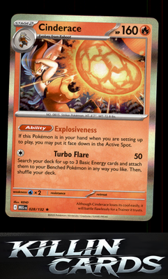 Cinderace 028/132 Pokemon Rare ME01: Mega Evolution Card NM