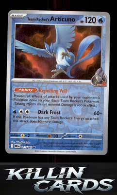 Reverse Holofoil Team Rocket's Articuno 051/182 Pokemon Rare SV10: Destined Riva