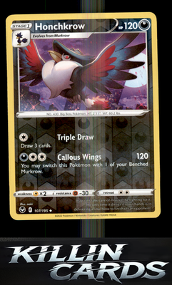 Reverse Holofoil Honchkrow 107/195 Pokemon Uncommon SWSH12: Silver Tempest Card