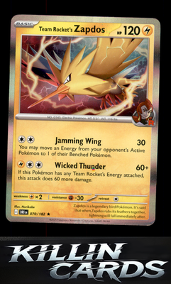 Team Rocket's Zapdos 070/182 Pokemon Rare SV10: Destined Rivals Card NM