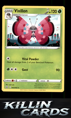 Vivillon 013/163 Pokemon Rare SWSH05: Battle Styles Card NM