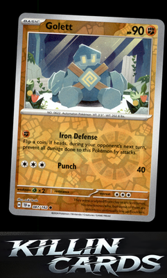 Reverse Holofoil Golett 087/162 Pokemon Common SV05: Temporal Forces Card NM